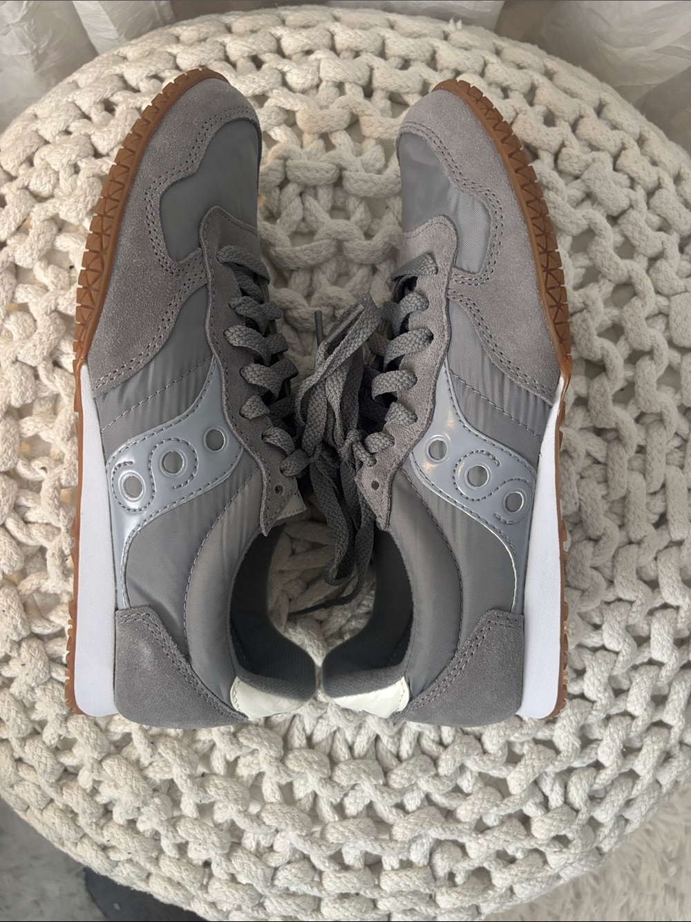 Saucony Gray Suede & Mesh Sneakers with Gum Outsole - Picture 5 of 9